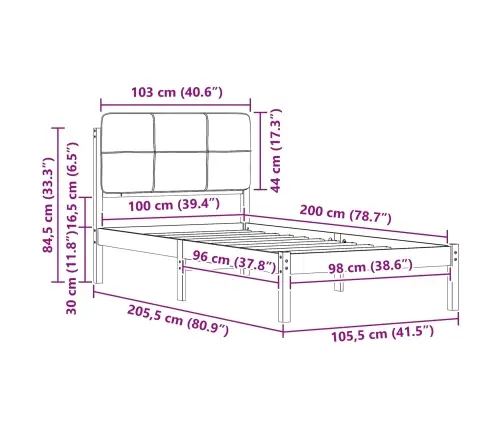 Lovo Rėmas Su Apmuštu Galvūgaliu Šviesiai Pilka 100 X 200 Cm