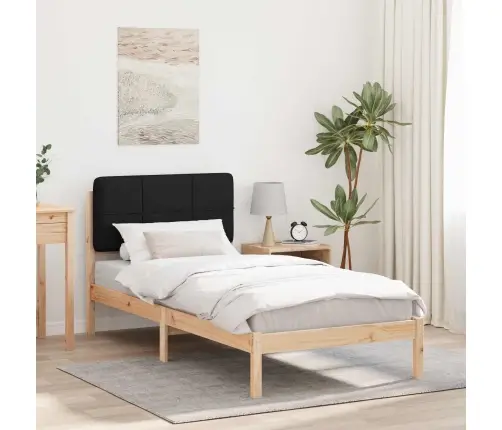 Gultas Rāmis Ar Polsterētu Galvas Balstu Melna 90 X 200 Cm Vidaxl