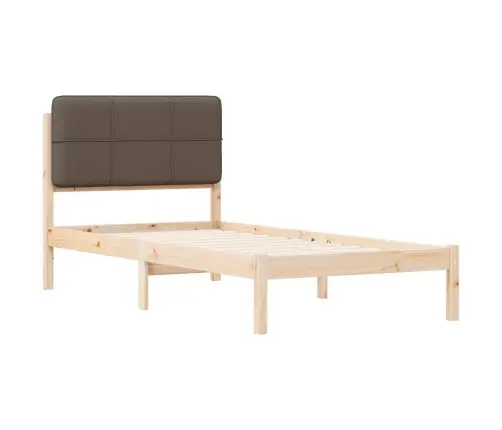 Voodiraam Pehme Peatoega Pruunikashall 90 X 200 Cm Tahke Mänd