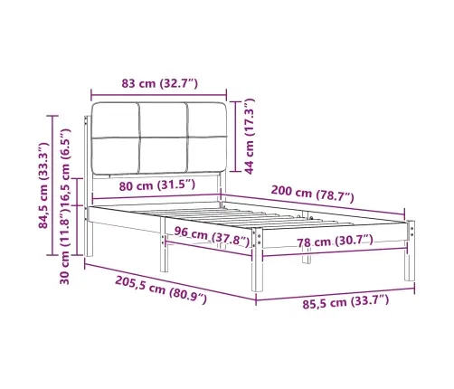 Gultas Rāmis Ar Polsterētu Galvas Balstu Tumši Pelēks Vidaxl