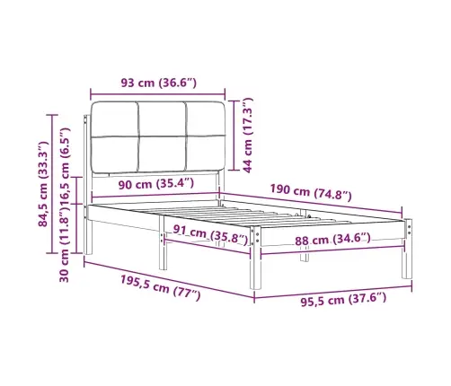 Gultas Rāmis Ar Polsterētu Galvas Balstu Tumši Pelēks Vidaxl