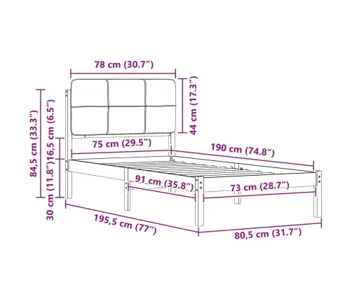 Lovo Rėmas Su Apmuštu Galvūgaliu Šviesiai Pilka 75 X 190 Cm