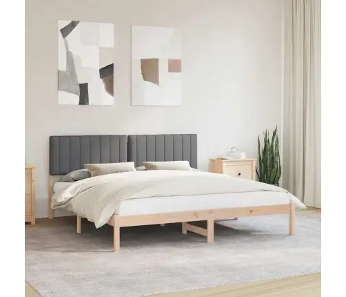 Gultas Rāmis Ar Polsterētu Galvas Balstu Tumši Pelēks Vidaxl