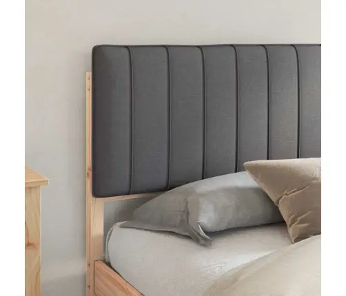 Gultas Rāmis Ar Polsterētu Galvas Balstu Tumši Pelēks Vidaxl