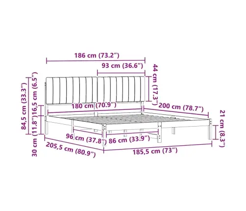 Lovo Rėmas Su Apmuštu Galvūgaliu Juoda 180 X 200 Cm