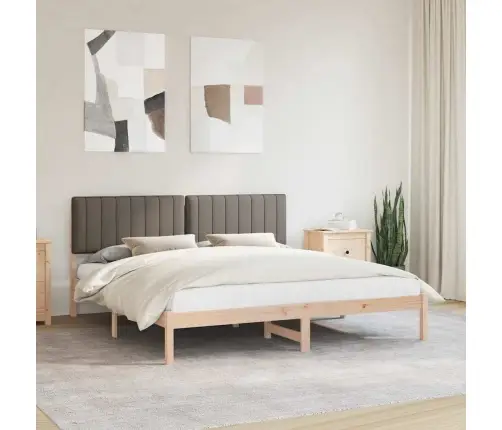 Gultas Rāmis Ar Polsterētu Galvas Balstu Pelēkbrūna Vidaxl