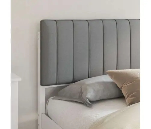 Gultas Rāmis Ar Polsterētu Galvas Balstu Gaiši Pelēks Vidaxl