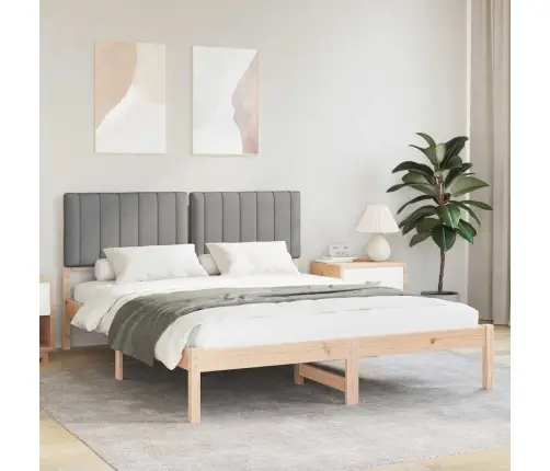 Gultas Rāmis Ar Polsterētu Galvas Balstu Gaiši Pelēks Vidaxl