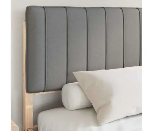 Gultas Rāmis Ar Polsterētu Galvas Balstu Gaiši Pelēks Vidaxl