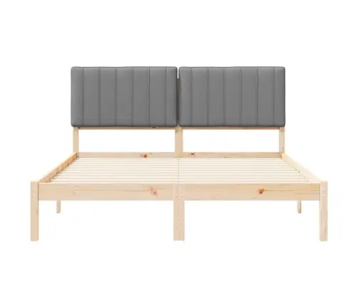 Gultas Rāmis Ar Polsterētu Galvas Balstu Gaiši Pelēks Vidaxl