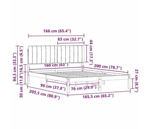Gultas Rāmis Ar Polsterētu Galvas Balstu Gaiši Pelēks Vidaxl