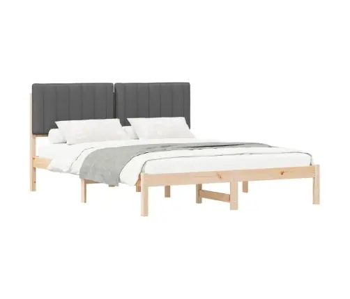 Gultas Rāmis Ar Polsterētu Galvas Balstu Tumši Pelēks Vidaxl