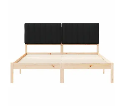 Gultas Rāmis Ar Polsterētu Galvas Balstu Melna 160 X 200 Cm Vidaxl