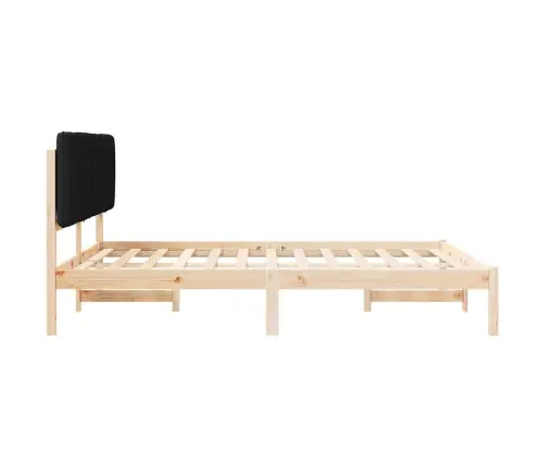 Gultas Rāmis Ar Polsterētu Galvas Balstu Melna 160 X 200 Cm Vidaxl
