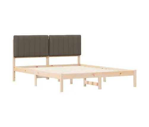 Gultas Rāmis Ar Polsterētu Galvas Balstu Pelēkbrūna Vidaxl