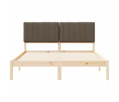 Gultas Rāmis Ar Polsterētu Galvas Balstu Pelēkbrūna Vidaxl