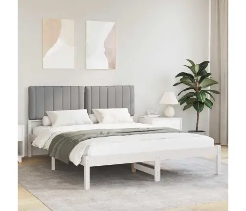 Gultas Rāmis Ar Polsterētu Galvas Balstu Gaiši Pelēks Vidaxl