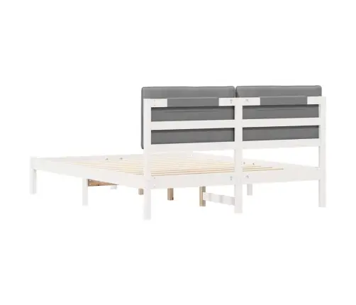 Gultas Rāmis Ar Polsterētu Galvas Balstu Gaiši Pelēks Vidaxl