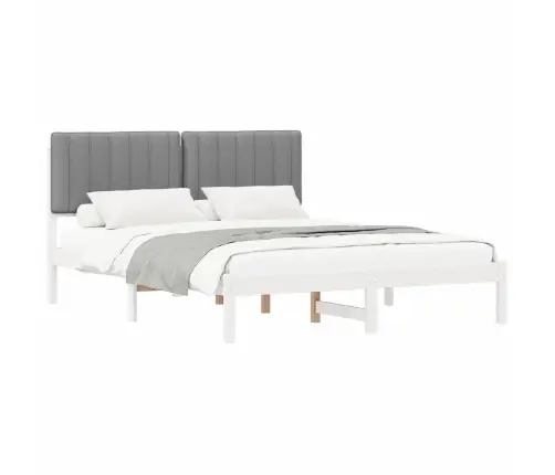 Gultas Rāmis Ar Polsterētu Galvas Balstu Gaiši Pelēks Vidaxl