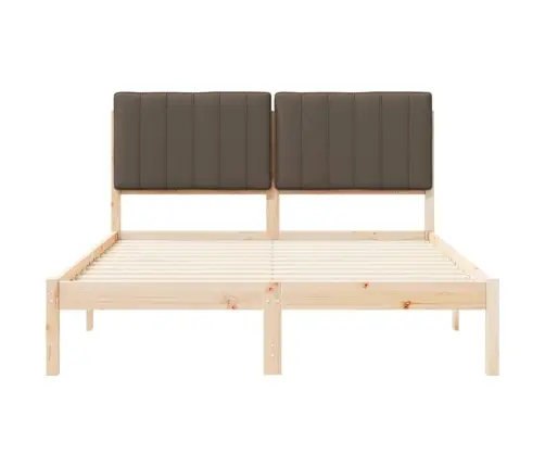 Voodiraam Pehme Peatoega Pruunikashall 140 X 200 Cm Tahke Mänd