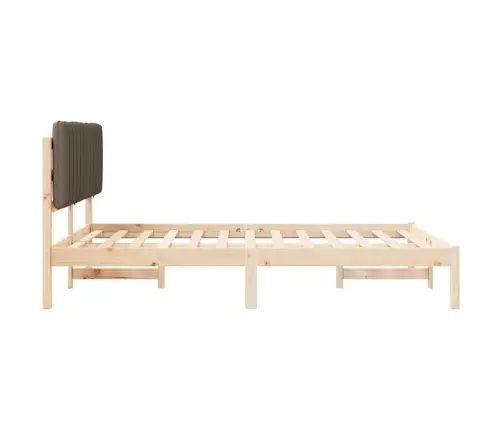 Voodiraam Pehme Peatoega Pruunikashall 140 X 200 Cm Tahke Mänd