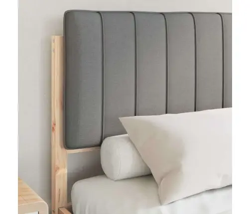 Voodiraam Pehme Peatoega Peaga Helehall 135 X 190 Cm Tahke Mänd