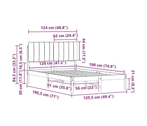 Lovo Rėmas Su Apmuštu Galvūgaliu Tamsiai Pilka 120 X 190 Cm
