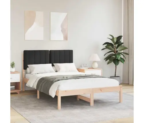 Voodiraam Pehme Peatoega Peaga Must 120 X 190 Cm Tahke Mänd