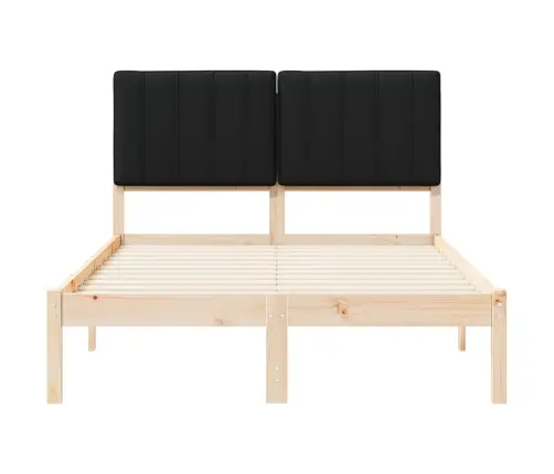 Voodiraam Pehme Peatoega Peaga Must 120 X 190 Cm Tahke Mänd