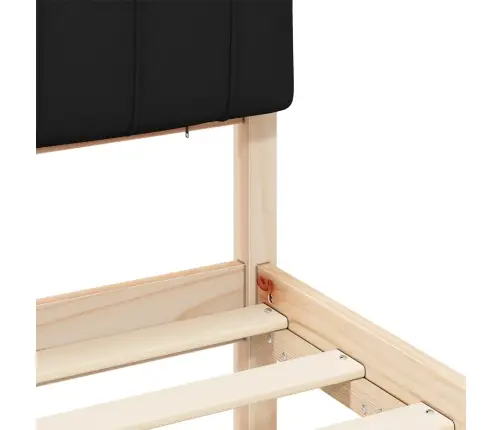 Voodiraam Pehme Peatoega Peaga Must 100 X 200 Cm Tahke Mänd