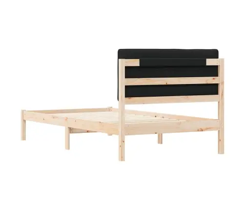 Voodiraam Pehme Peatoega Peaga Must 100 X 200 Cm Tahke Mänd