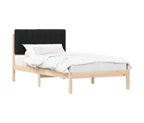 Voodiraam Pehme Peatoega Peaga Must 100 X 200 Cm Tahke Mänd