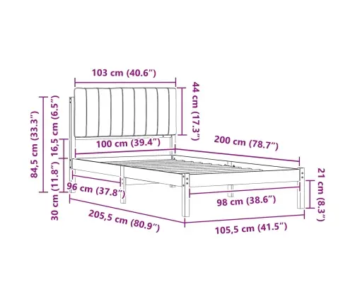 Lovo Rėmas Su Apmuštu Galvūgaliu Šviesiai Pilka 100 X 200 Cm