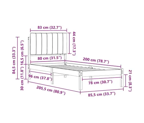 Lovo Rėmas Su Apmuštu Galvūgaliu Šviesiai Pilka 80 X 200 Cm