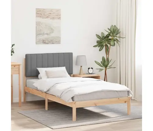 Gultas Rāmis Ar Polsterētu Galvas Balstu Gaiši Pelēks Vidaxl