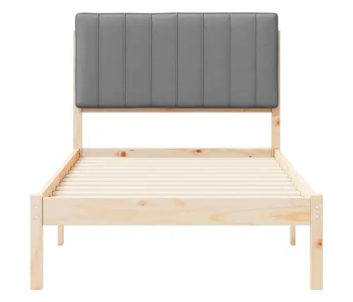 Gultas Rāmis Ar Polsterētu Galvas Balstu Gaiši Pelēks Vidaxl