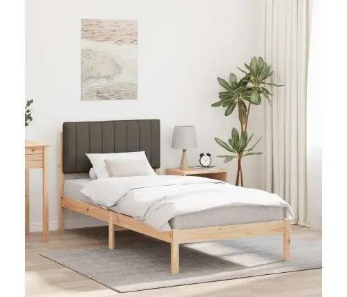 Gultas Rāmis Ar Polsterētu Galvas Balstu Pelēkbrūna 90 X 190 Cm Vidaxl