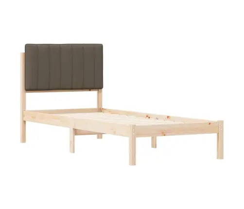 Voodiraam Pehme Peatoega Pruunikashall 75 X 190 Cm Tahke Mänd