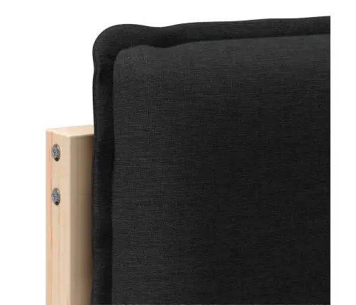 Polsterdatud Voodiots Peaga Looduslik Ja Must 200 Cm Tahke Mänd