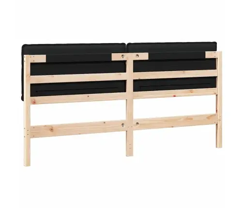 Polsterdatud Voodiots Peaga Looduslik Ja Must 200 Cm Tahke Mänd