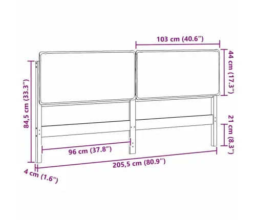 Polsterdatud Voodiots Peaga Looduslik Ja Must 200 Cm Tahke Mänd