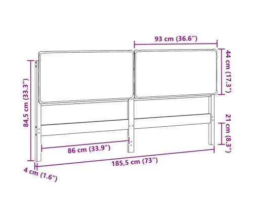 Mīkstināts Gultas Galvgalis Balts Un Gaiši Pelēks 180 Cm Vidaxl