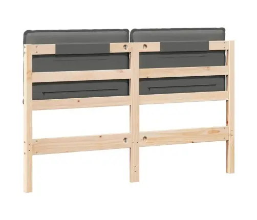 Polsterdatud Voodiots Looduslik Ja Hele Hall 150 Cm Tahke Mänd