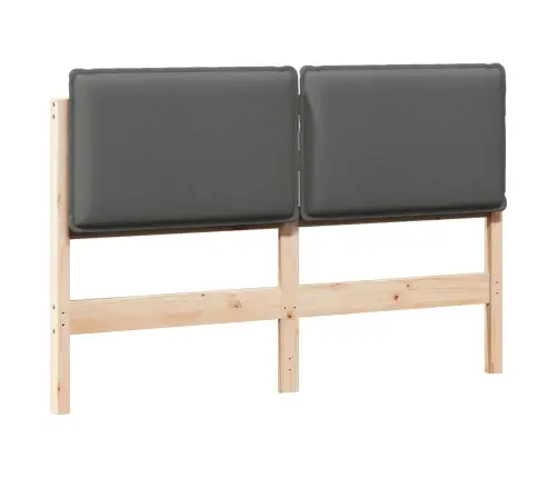 Polsterdatud Voodiots Looduslik Ja Hele Hall 150 Cm Tahke Mänd