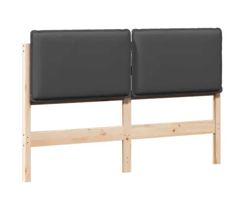 Polsterdatud Voodiots Looduslik Ja Tume Hall 140 Cm Tahke Mänd