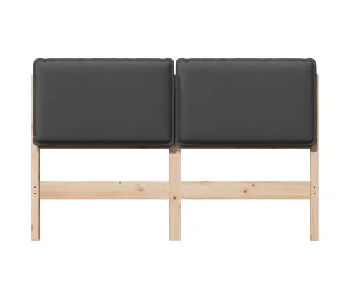 Polsterdatud Voodiots Looduslik Ja Tume Hall 120 Cm Tahke Mänd