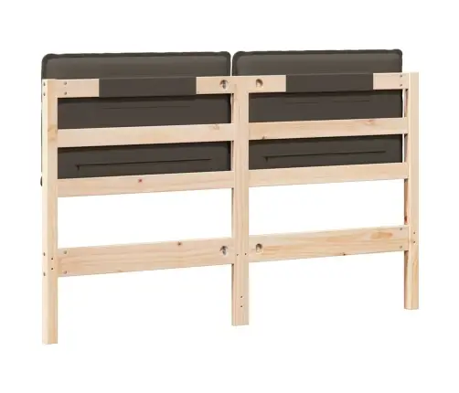 Polsterdatud Voodiots Looduslik Ja Hele Hall 120 Cm Tahke Mänd