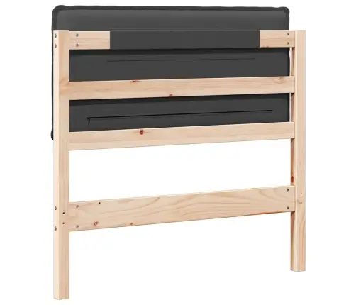 Polsterdatud Voodiots Looduslik Ja Tume Hall 90 Cm Tahke Mänd