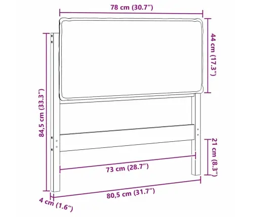 Mīkstināts Gultas Galvgalis Dabīgs Un Melns 75 Cm Vidaxl