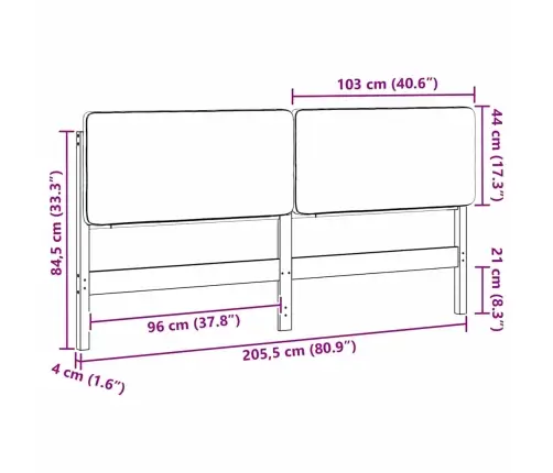 Mīkstināts Gultas Galvgalis Brūns Un Melns 200 Cm Vidaxl